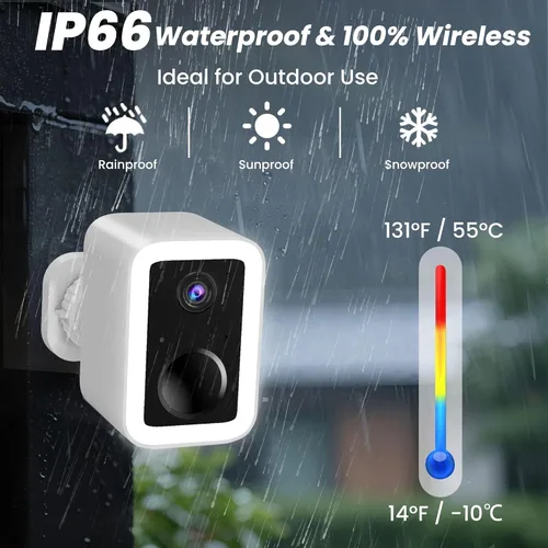 Miniatura 4 de Cámaras de seguridad 2K inalámbricas para exteriores, almacenamiento en la nube gratuito, foco y sirena integrados, detección de movimiento por IA