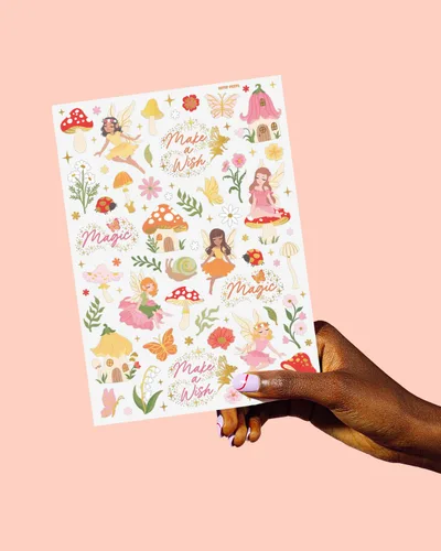 Miniatura 5 de xo, Fetti Woodland Fairy - Tatuajes temporales – 84 estilos de aluminio Suministros de cumpleaños de princesa mágica, decoraciones de baby shower