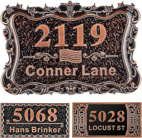 Miniatura 37 de Letrero de dirección personalizado, placa de dirección de número de casa, placa de dirección personalizada, metal o latón antiguo acrílico
