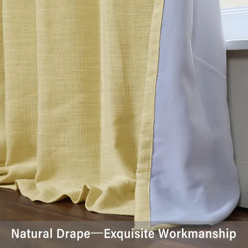 Miniatura 5 de Frelement Cortinas plisadas opacas completas para barra transversal y pista, cortinas texturizadas de lino para dormitorio, sala de estar, cortinas