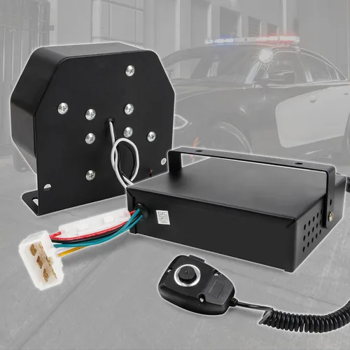 Miniatura 6 de Sirena de policía para coche, 8 tonos, sistema PA de sirena de emergencia de advertencia con micrófono de mano 12 V 200 W para ambulancia, camión