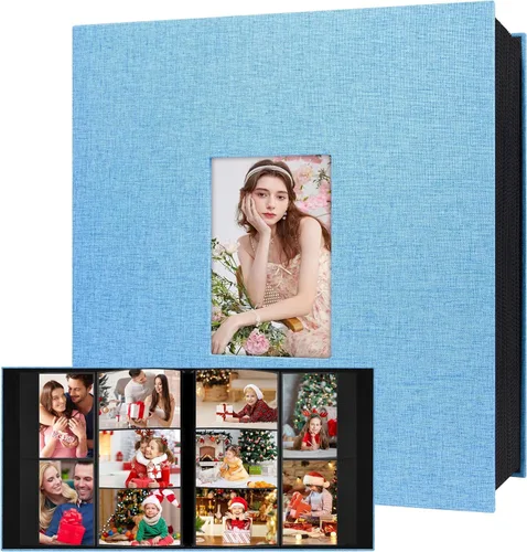 Miniatura 11 de Aevdor Álbum de fotos de 1000 bolsillos de 4 x 6 pulgadas, cubierta de lino de gran capacidad, álbumes de fotos familiares para bodas, con capacidad
