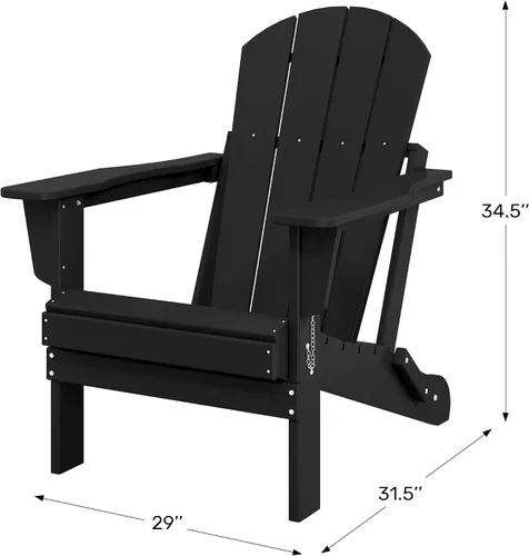 Miniatura 3 de WestinTrends Malibu HDPE - Silla plegable Adirondack de polietileno para exteriores, color negro