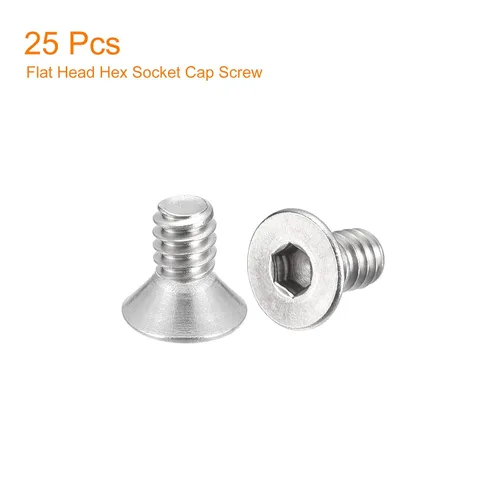 Miniatura 3 de uxcell tornillos de cabeza avellanada plana #10-24x3/8, 25 piezas de tornillos de cabeza plana con rosca completa de acero inoxidable 304, tornillos