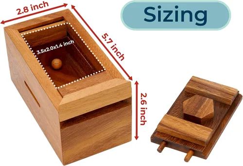 Miniatura 3 de BSIRI Canopic Chest Challenging Brain Teaser Rompecabezas de madera para la mente y uso como joyería de almacenamiento de dinero, rompecabezas 3D