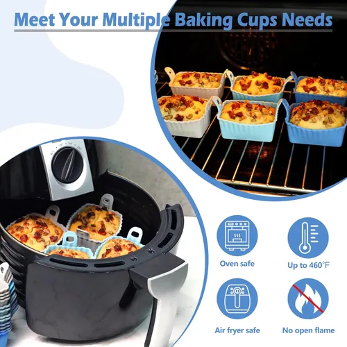 Miniatura 3 de Koluti Paquete de 12 tazas de silicona antiadherentes para magdalenas, moldes reutilizables para cupcakes con doble asa, libres de BPA, mini