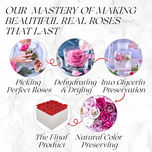 Miniatura 9 de GLAMOUR BOUTIQUE Rosas preservadas en una caja, regalos para ella, esposa y mamá, decoración de flores de rosas para regalo de cumpleaños, ramo