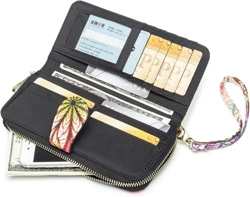 Miniatura 3 de LOVESHE Cartera de mujer con bloqueo RFID y cremallera alrededor de la cartera de mano para mujer