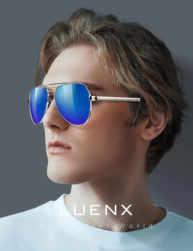 Miniatura 3 de Lentes para aviador Luenx polarizados para hombres y mujeres con armazón de metal grande protección UV 400
