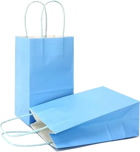 Miniatura 60 de AZOWA Bolsas de regalo mini de papel kraft con asas (Azul claro, 4x2.4x6, 25 piezas)