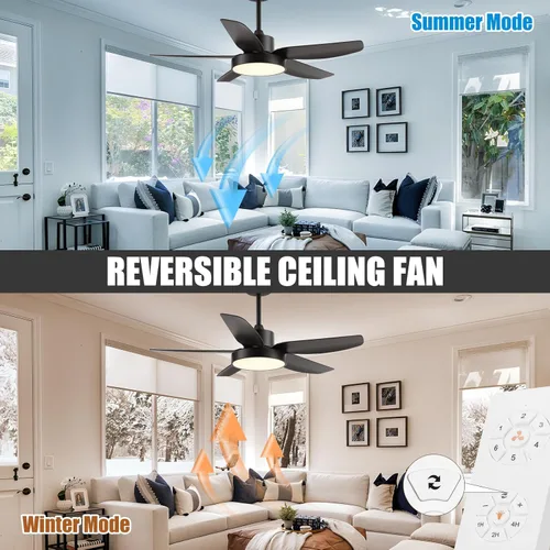 Miniatura 3 de Ventilador de techo moderno con luz y control remoto, ventilador de techo de 46 pulgadas con 3 luces de color, función de memoria, 5 cuchillas, 6