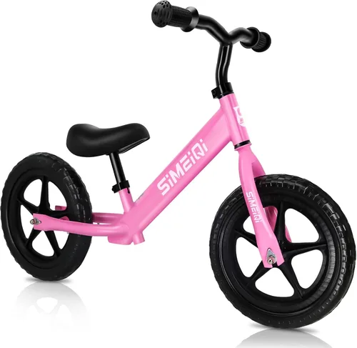 Bicicleta de equilibrio de 12 pulgadas para niños y niñas de 2, 3, 4, 5 años de edad, sin pedal, caminar, equilibrio, entrenamiento, bicicleta Rosa