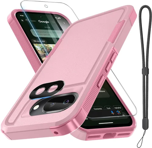 Miniatura 35 de Funda para Google Pixel 10 Pro XL con correa para la muñeca + protector de pantalla de vidrio templado + cubierta para lente de cámara, cuerpo Verde