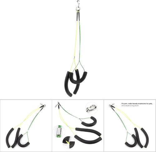 Miniatura 3 de Oumefar Correa ajustable de aseo para mascotas sin sentar Haunch Holder Restricción Lavado Gargantilla Perros Gatos Aseo Mesa Brazo (Amarillo+Verde)