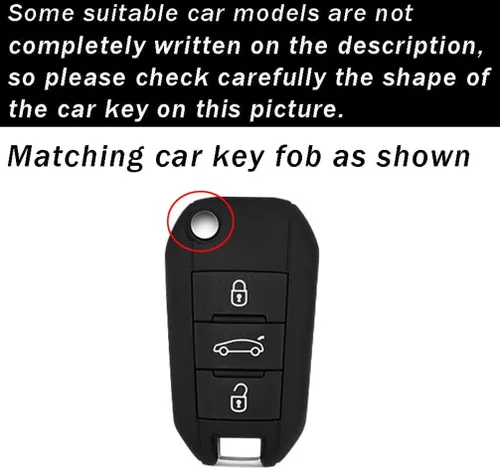 Miniatura 2 de ontto Soporte para llave de coche compatible con Peugeot 208 301 308 508 2008 3008 plegable con diseño de carbono para llave de automóvil
