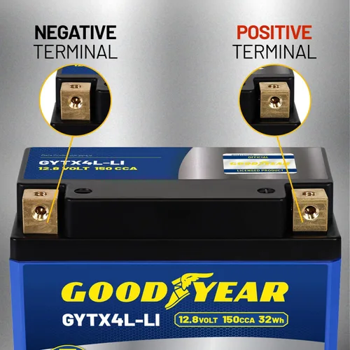 Miniatura 5 de Goodyear GYTX4L-LI LiFePO4 LiFePO4 12.8V 150CCA Batería recargable de alto rendimiento Powersport con reemplazo inteligente BMS para motocicleta
