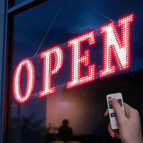 Miniatura 13 de Letrero LED abierto grande de 30" x 10" con control remoto de alta visibilidad para negocios, letrero abierto de 14 modos adecuado para tienda, bar