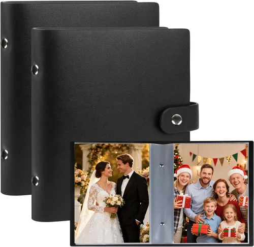 Miniatura 9 de Álbum de fotos de 6 x 8 pulgadas con capacidad para 68 fotos, álbum de fotos de 6 x 8 pulgadas con capacidad para 68 imágenes, cubierta de cuero