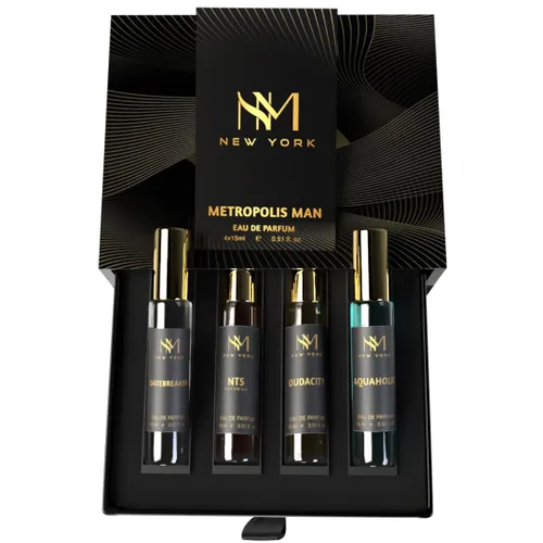 NOURISH MANTRA NM New York Metropolis - Juego de 4 perfumes de lujo para hombre, perfumes de lujo de primera calidad, regalo de cumpleaños para