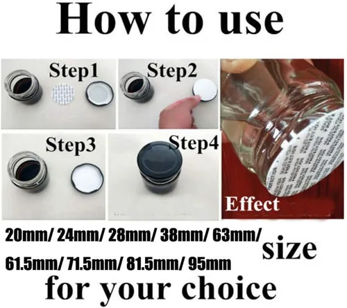 Miniatura 3 de NANSHINE 500 piezas de sellos activados por presión de 0.79 pulgadas (0.787 in), forros de tapas, insertos de sellado de espuma para frascos