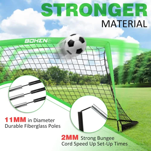 Miniatura 2 de BOHEN 9x5 FT Kids Soccer Goals with Carry Bag, Portable Folding Soccer Net for Backyard Training, Indoor/Outdoor Use for Youth and Adult Verde