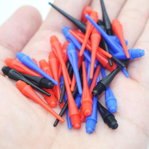 Miniatura 6 de Puntos de dardos de punta de plástico con rosca 2BA, paquete de 300 puntas de dardos suaves, accesorios de repuesto para dardos negro y rojo y azul