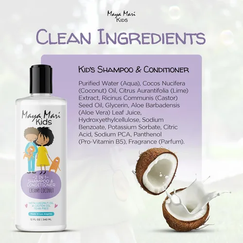 Miniatura 7 de Champú y acondicionador natural 2 en 1 para niños, sin lágrimas, para niños pequeños con cabello rizado, para todo tipo de cabello de niños, giro
