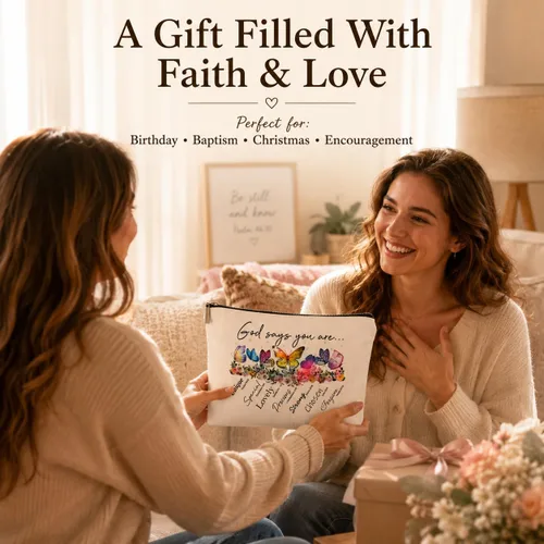Miniatura 3 de God Says You Are...- Regalo cristiano para mujer, inspirador versículo bíblico, bolsas de cosméticos con cremallera, bolsa de viaje religiosa