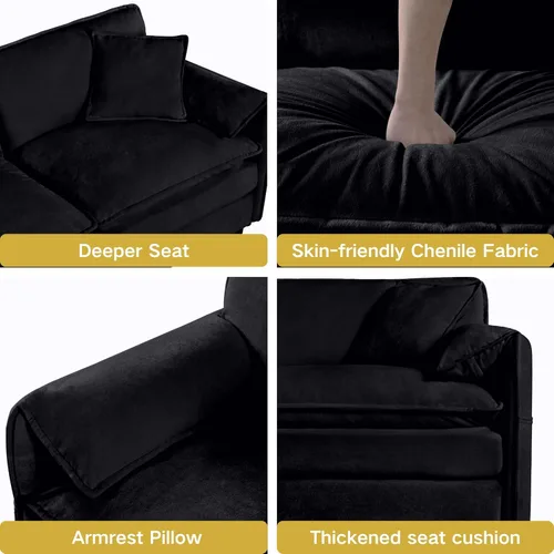 Miniatura 5 de Modular Sectional Sofa, Oversized Deep Seat U Shaped Couch Set for Living Room, 3 Seater Comfy Cloud Couches with 2 Movable Ottomans, DIY