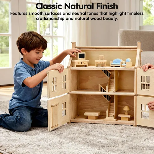 Miniatura 6 de PlanToys® Juego clásico de sala de estar para jugar en el mundo pequeño inspirado en Montessori Narración imaginativa, interacción social y juego