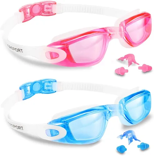 Miniatura 16 de EverSport Gafas de natación para niños, paquete de 2 gafas de natación para niños y adolescentes, gafas de natación antivaho anti-UV para jóvenes