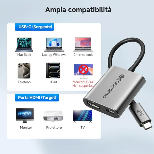 Miniatura 7 de Cable Matters Adaptador USB C a HDMI 2.1 de 48 Gbps con carga de 100 W, 4K 240 Hz /8K 60Hz HDR - Thunderbolt 4 compatible con iPhone 16/15 Pro Max