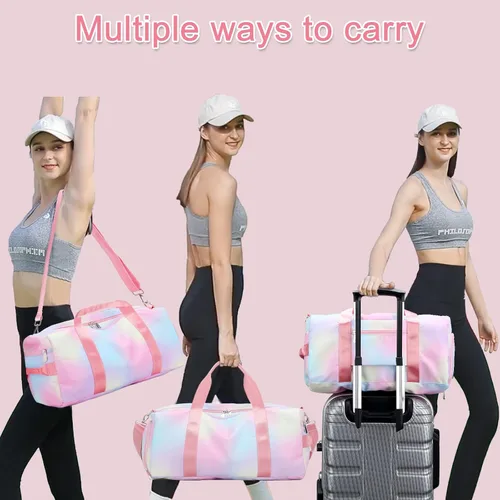 Miniatura 2 de Mochila deportiva de lona para viaje o gimnasio, para hombre y mujer, con compartimento para zapatos y bolsillo para cosas húmedas