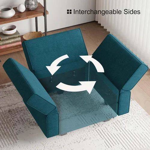 Miniatura 8 de Belffin Sofá seccional modular de tela Módulo de asiento medio Sofá Side Configuración libre Seccional Medio Azul pavo real