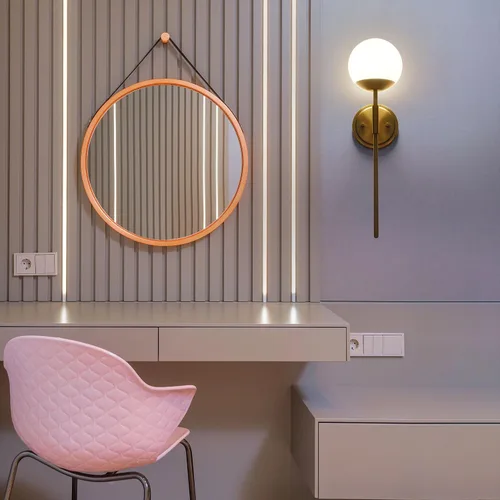 Miniatura 8 de Juego de 2 apliques de pared de latón envejecido, apliques modernos de tocador de baño para iluminación de pared, luminarias de tocador con vidrio