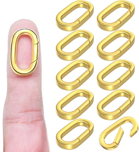 Miniatura 8 de OHINGLT 10 piezas de cierres de colgante con clip mosquetón – cierre y cierres de collar de oro de 18K, conector de encanto de pulsera para mujeres