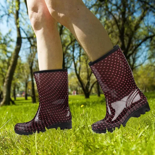Miniatura 43 de DKSUKO Waterproof Womens Rain Boots insulated,Lightweight Rubber fashion Boots in Gardening,Warm and Comfortable Wide Calf Rain Boots with Glossy in