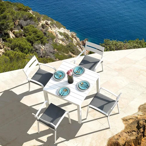 Miniatura 8 de Soleil Jardin Mesa de comedor extensible de aluminio para patio, de 35 a 71 pulgadas, mesa rectangular ajustable para interiores y exteriores