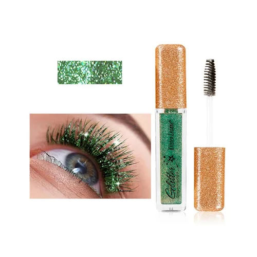 Miniatura 7 de Máscara de pestañas con purpurina, Corleone Máscara brillante y con destellos para pestañas, encantadora y duradera para maquillaje de ojos (Negro)