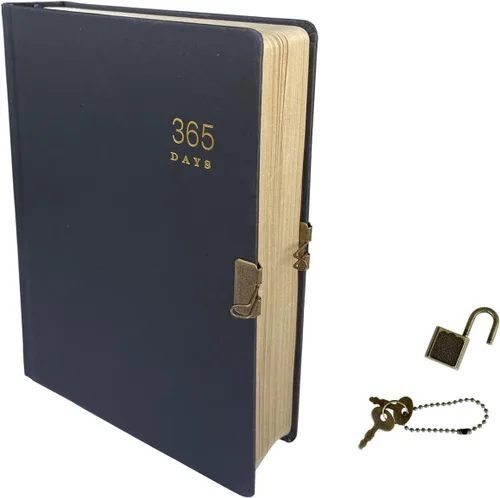 Diario con cerradura y llaves, diario de cerraduras, 365 páginas en blanco y tamaño A5 (8.5 x 5.9 pulgadas), cuaderno de tapa dura vintage, perfecto