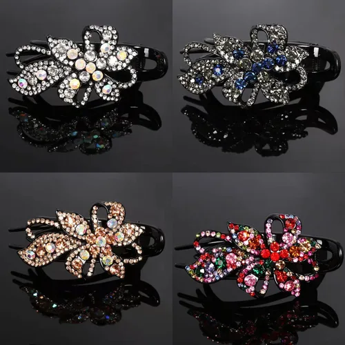 Miniatura 5 de 4 pinzas decorativas con diamantes de imitación brillantes para cabello fino, pasadores de graduación, pinzas de diamante con accesorio