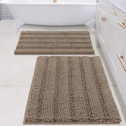 Miniatura 36 de H.VERSAILTEX - Alfombras de baño, juego de 2 piezas, alfombra de contorno para baño, juego de alfombras para inodoro, alfombra antideslizante