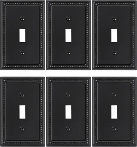 Miniatura 117 de Paquete de 4 placas de cubierta para interruptor de luz de palanca individual, cubiertas decorativas de perlas, placa de pared de metal almendra