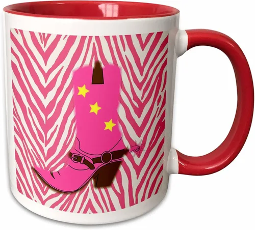 Miniatura 8 de 3dRose Taza de café, tamaño - 15oz - Imagen de la bota de vaquero rosa femenina en la vida campestre Chevron rosa - divertido regalo de taza de café