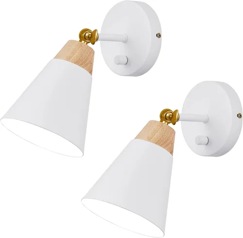 Miniatura 11 de Aplique de Pared con Pantalla de Metal, Interruptor de Encendido/Apagado, Lámpara Decorativa de Interior de Montaje en Pared con Brazo Articulado