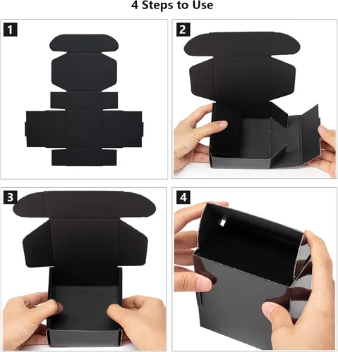 Miniatura 7 de Timirog Cajas de envío pequeñas de 4 x 4 x 2 pulgadas, paquete de 25 cajas de correo de cartón corrugado negro para pequeñas empresas, correo