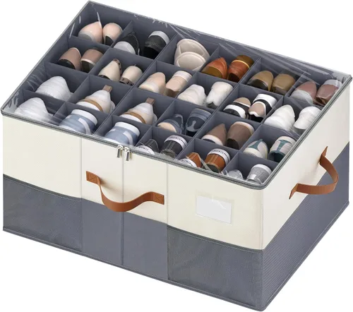 Miniatura 12 de Organizador de zapatos para armario, 1 paquete contenedor de almacenamiento de zapatos con divisores ajustables, organizador de almacenamiento
