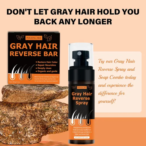 Miniatura 3 de Barra inversa de cabello gris + juegos de aerosol, para hombres y mujeres, cubre el suero de cabello gris, jabón acondicionador para engrosar