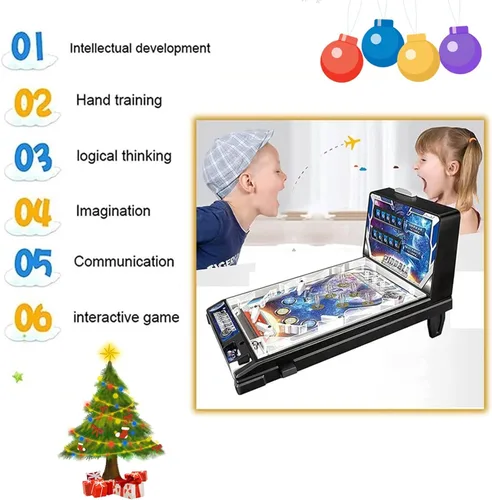 Miniatura 5 de PHATM Máquina de pinball de escritorio Retro Arcade electrónica Super Marble Arcade Machine Mini Pinball Juego para el hogar con marcador de música