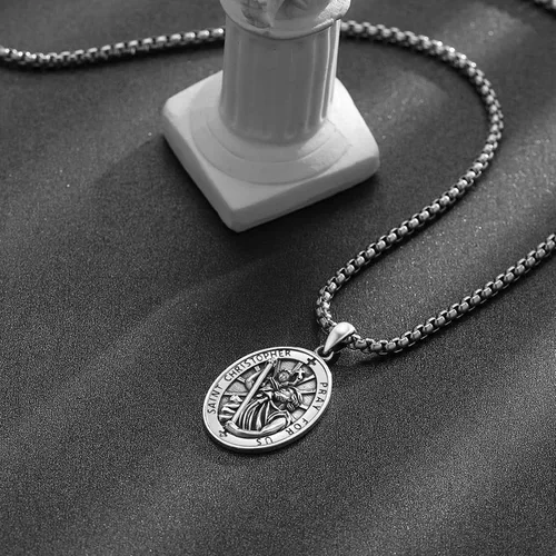 Miniatura 2 de Collar de plata de ley 925 con medalla de San Patrón, colgante de protección católica, amuleto, joyería religiosa para hombres y mujeres